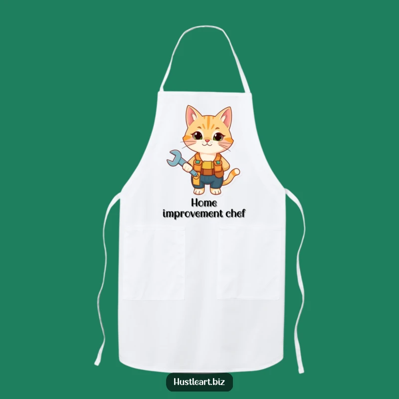 Funny Cat Mechanic Apron - Chef Tool Belt Wrench Feline Kitchen Gift