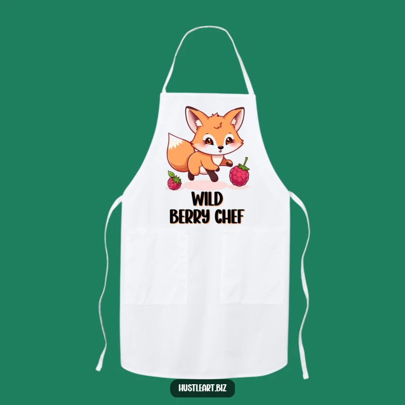 Funny Fox Chef Apron: Playful Hunter's Berry Kitchen Fun!