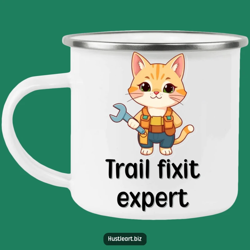 Funny Cat Mechanic Camping Mug - Durable Tool Belt Wrench Feline Camp Gift