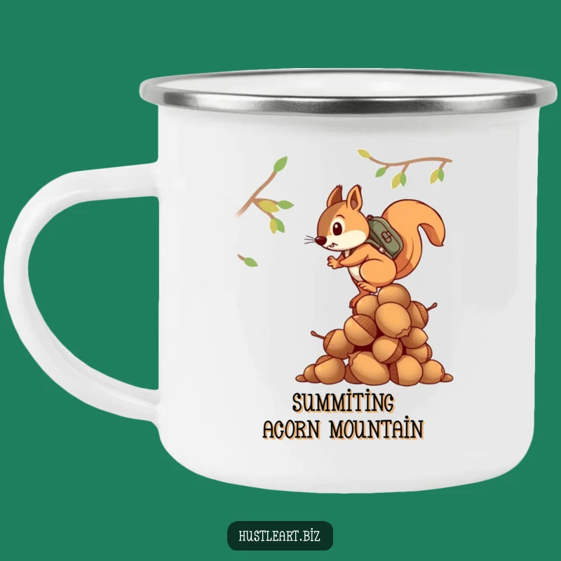 Funny Squirrel Campfire Mug: Determined Acorn Climber's Outdoor Humor!