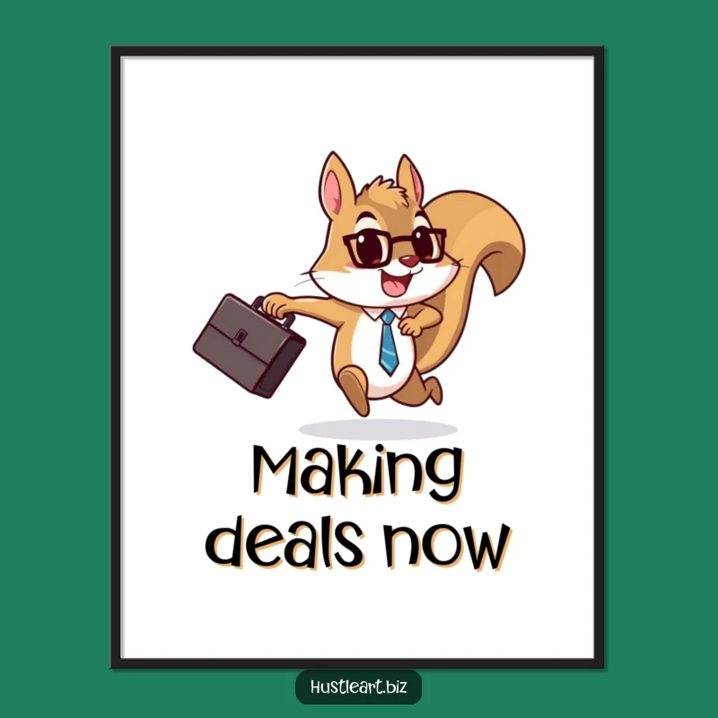 Funny Squirrel Briefcase Digital Art: Instant Motivating Art Download, Perfect Funny Gift