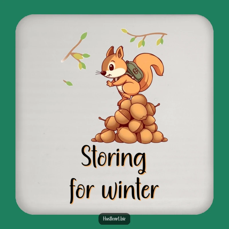 Funny Acorn Squirrel Coaster: Protect Your Table with Determined Charm!