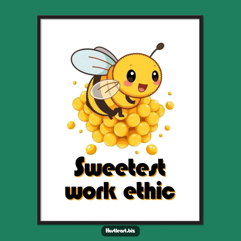 Funny Busy Bee Poster: Energetic Honeycomb Art for Your Wall!
