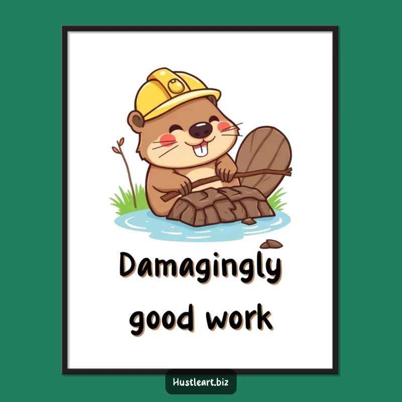 Funny Free Printable Wall Art: Happy Beaver Builder, Quirky Downloadable Decor!