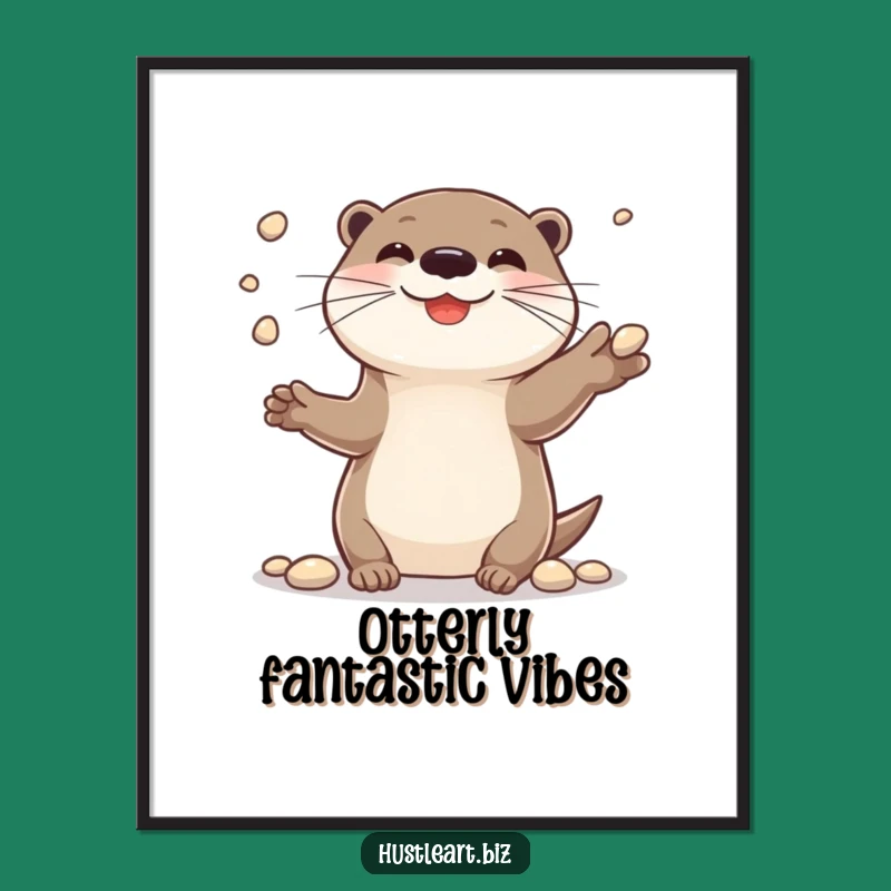 Funny Free Printable Wall Art: Cheerful Otter Juggler, Whimsical Downloadable Decor!
