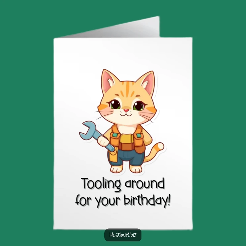 Free Printable Birthday Card: Funny Cat Mechanic DIY Gift for Him