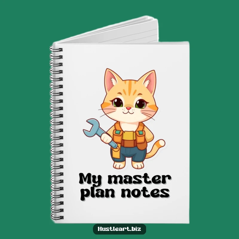 Funny Cat Mechanic Notebook - Journal Tool Belt Wrench Feline Notes Gift